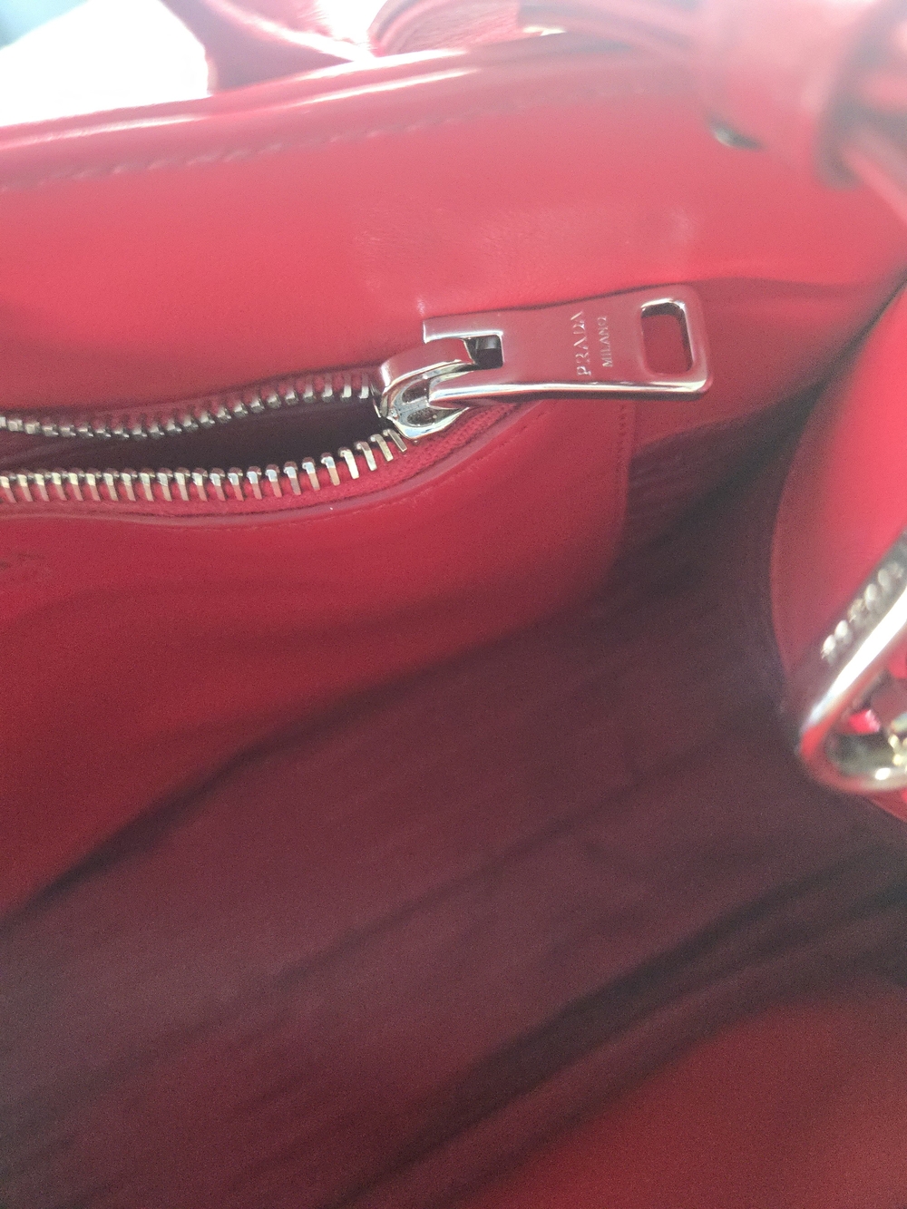 Prada Diagramme Convertible Tote – Red Calfskin Leather - Picture 12 of 17